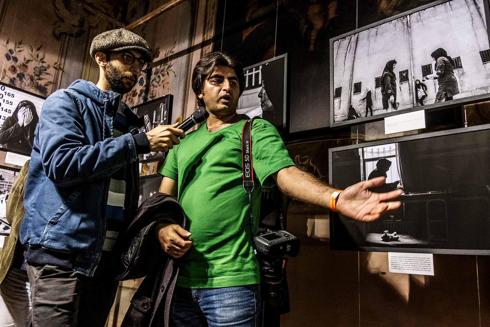 Sadegh Souri during the guided tour of his exhibition Waiting Girls, held at Palazzo Barni in Lodi.  FPmag