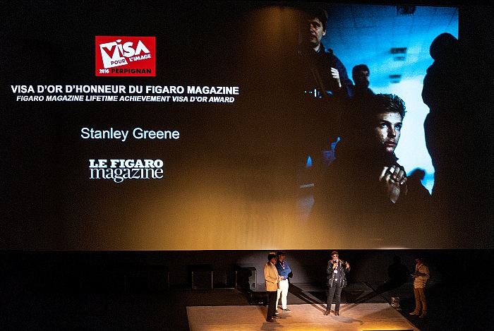 Stanley Green, dell'agenzia Noor, durante la la consegna del premio Visa d'Or d'Honneur du Figaro Magazine.  FPmag.