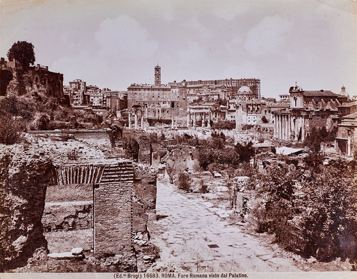 Roma. Foro romano visto dal Palatino (stampa del 1910 c.a.).  Fratelli Alinari - Firenze