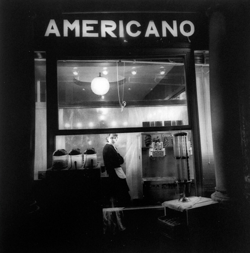 Moreno Gentili, Lavoro notturno (A Robert Frank) da Rivedute veneziane, 1993.  Moreno Gentili.