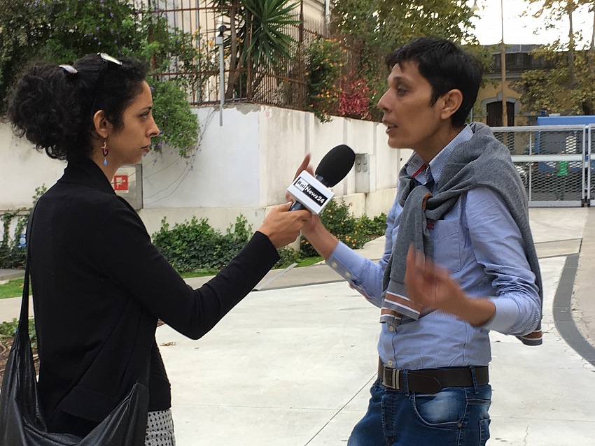 Mazen al Hamdan mentre viene intervistato da RAI News24.  Mimmo Cacciuni Angelone.