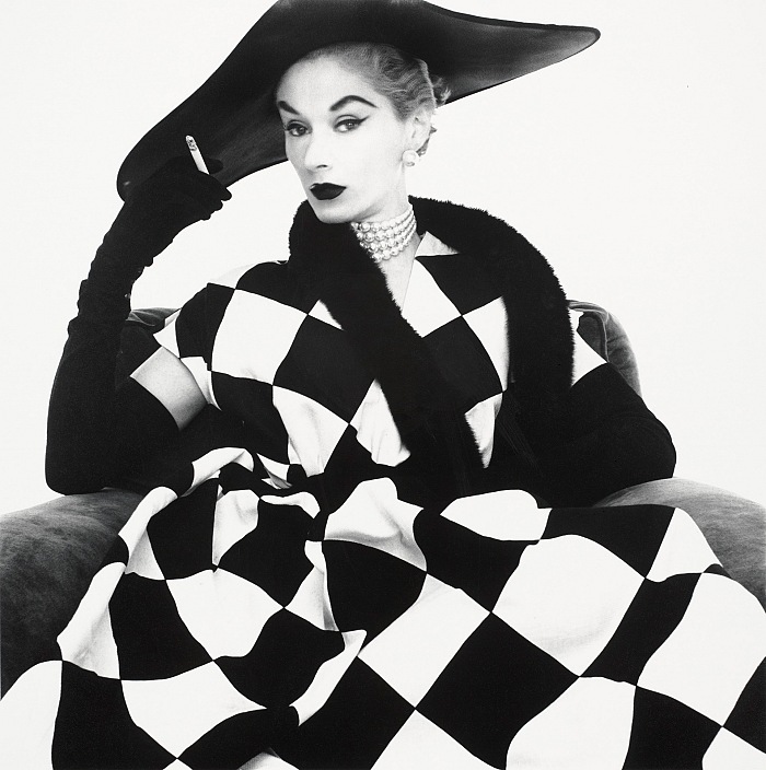 Irving Penn, Harlequin Dress (Lisa Fonssagrives-Penn), New York, 1950.  Cond Nast
