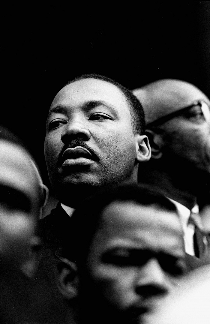 Steve Schapiro, Martin Luther King, Selma, 1965.  Steve Schapiro. Courtesy Monroe Gallery of Photography