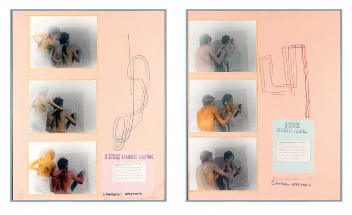 Dennis Oppenheim (1938 - 2011), Two stage transfer drawing, 1975. Fotografia, disegno, foglio dattiloscritto su cartoncino, ed. unica, 102,5 x 82,5 cm. Courtesy Collezione privata, Bassano del Grappa