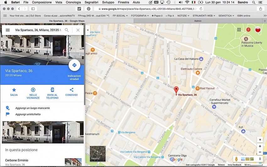 GoogleCards Tutorial. 3 - Clicca sull'indirizzo e lo vedrai evidenziato sulla mappa.